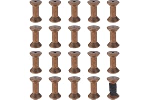 BENECREAT 16Pcs Antique Empty Thread Spools, 1.87"/ 50mm Wooden Empty Spools Wooden Ribbon Spools Bobbins for Wire Weaving Ar
