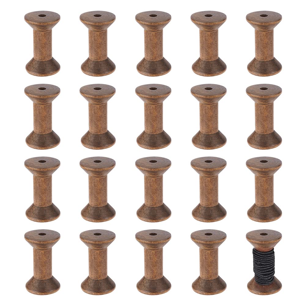 BENECREAT 16Pcs Antique Empty Thread Spools, 1.87"/ 50mm Wooden Empty Spools Wooden Ribbon Spools Bobbins for Wire Weaving Arts DIY Wood Projects