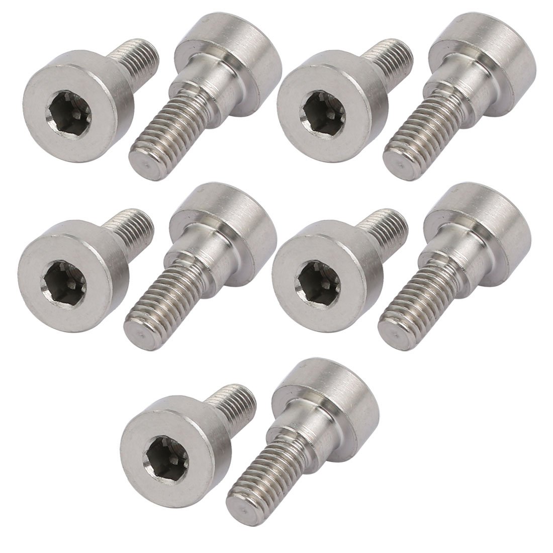 Sourcingmap 10pcs 304 Stainless Steel Hex Socket Shoulder Bolt 8mm Shoulder Dia 5mm Shoulder Length M6 Thread — image 1