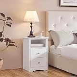 Yaheetech Bedside Table White 2 Drawers Open Shelf 40x35x60 cm MDF view 2