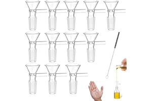 12+1 Value Combo Pack: 12 Glass Bowls + 1 Cleaning Brush - Premium Borosilicate Glass Funnel for Bong, Heat-Resistant, Reusab