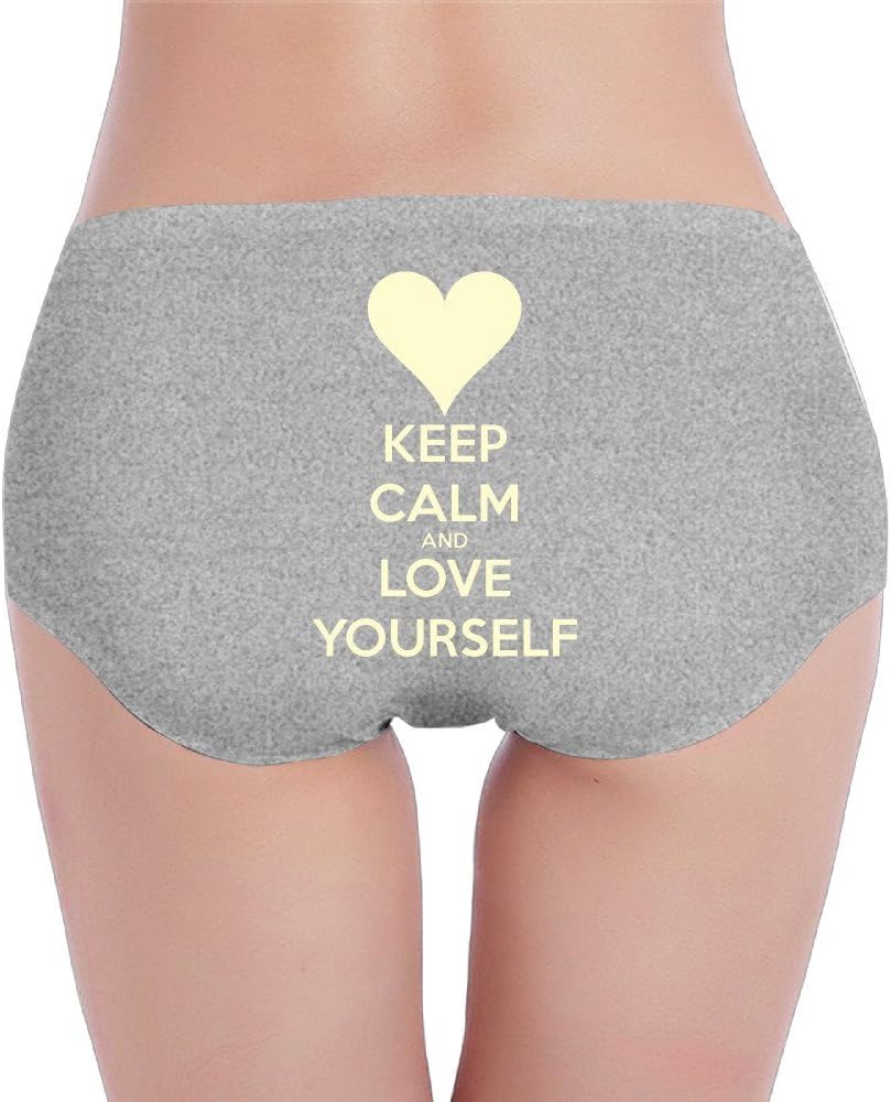 PCY Women's Low-Waist Smooth Keep Calm And Love Yourself Bikinis Panty Black