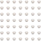 INSPIRELLE 100pcs Heishi Beads 6mm Long-Lasting Disc Brass Rondelle Spacer Beads Silver Plated Flat Round Shape Jewelry Metal Spacers for Bracelet Necklace Jewelry Making