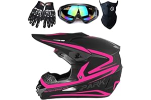 TTMiku Youth Kids Dirt Bike Helmet, DOT Motocross ATV Off-Road Motorcycle Helmet, Full Face Motorbike Helmet Combo Gloves Goggles Mask