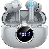 Wireless Earbuds, 2025 Bluetooth 5.4 Headphone 3D Bass Hi-Fi Stereo Ear Buds, 4 ENC Noise Cancelling Mic, 40H 3g USB-C in-Ear Earphone, IP7 Waterproof Workout Sport for Laptop Pad Android iOS, Grey