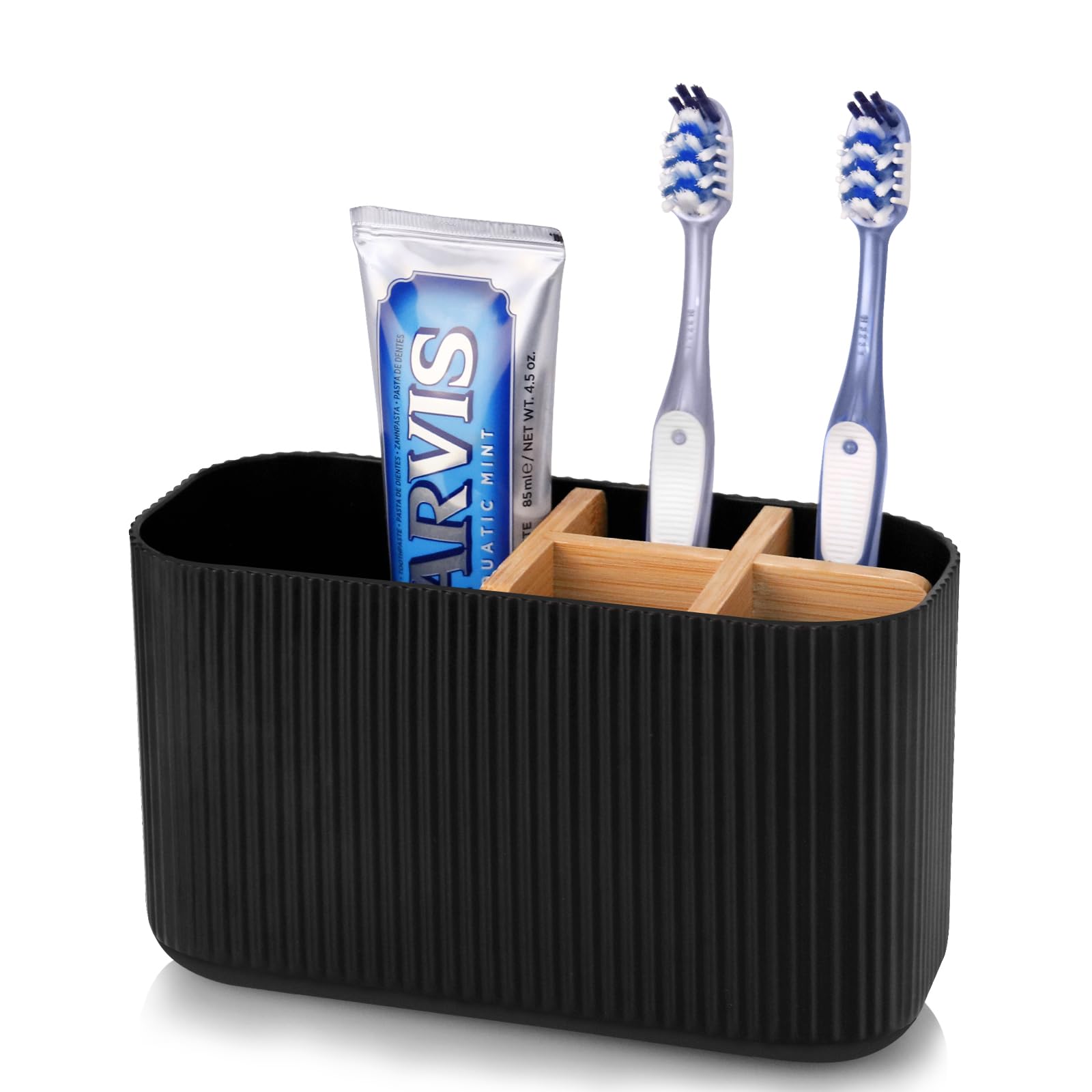 PARKMANI Toothbrush Holders for Bathrooms, Kids Electric Toothbrush and Toothpaste Holder, Toothbrush Caddy Organizer for Bathroom Countertop (Black)