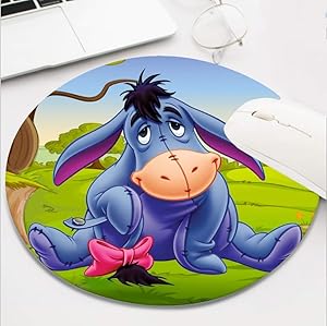 Round Gaming Winnie Pooh Eeyore Mouse Pad, Non-Slip Rubber Mousepad for Desktop Laptop Computer Keyboard,Funny Cute Office and Home Gift (8 Inch)
