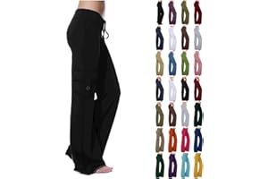 JURANMO Cargo Pants for Women High Waisted Casual Pants Wide Leg Cargo Pants with Pockets Military Combat Trousers