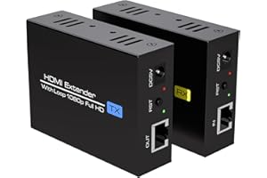 400Ft 120M HDMI Extender Over Ethernet Monitor Cat5 Adapter Balun with Loop Output and Automatic EDID Functions Support 1080P