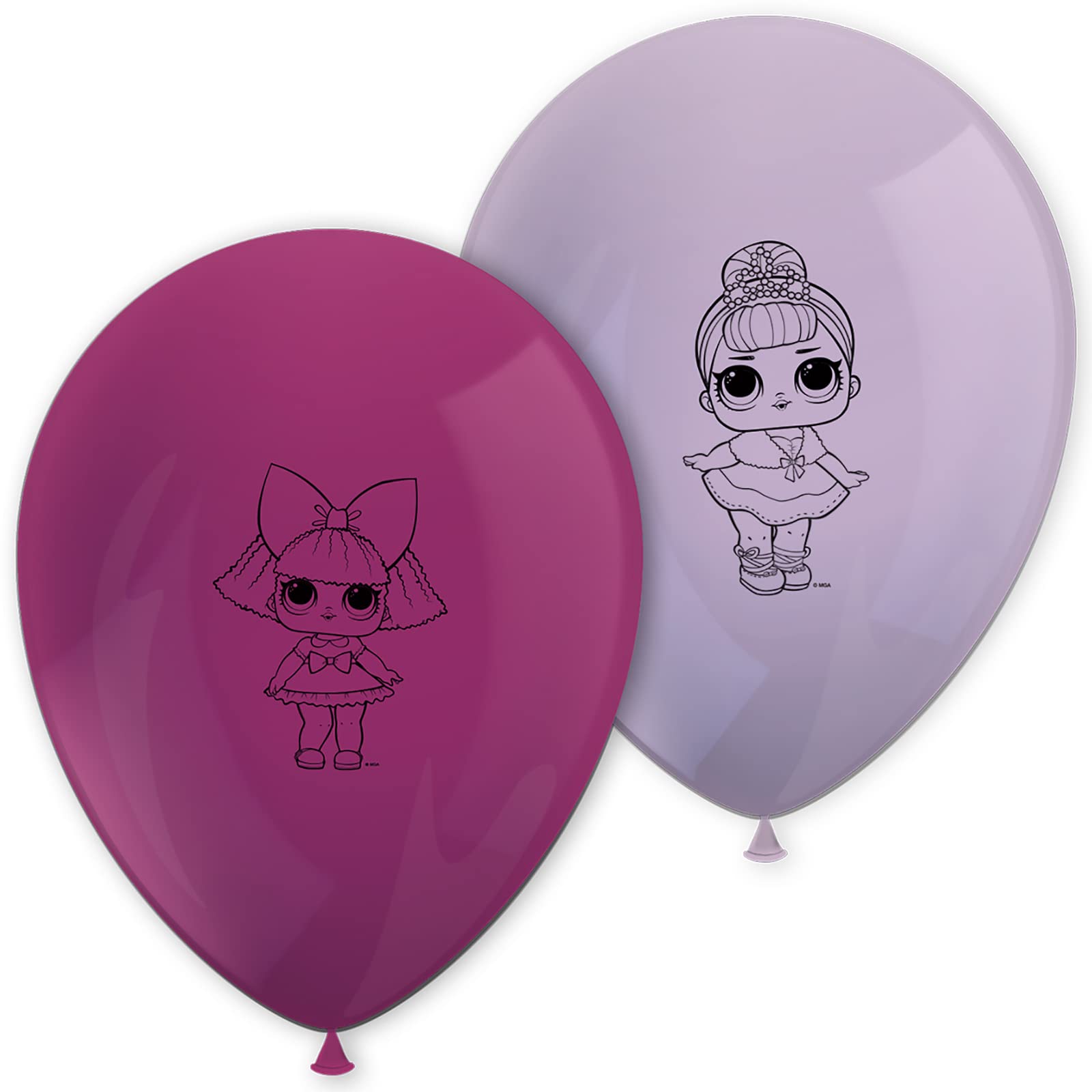 Procos 90864 - Balloons LOL, Pack of 8, Diameter 21 cm, Printed, Purple, Bordeaux, Latex Balloons, Birthday, Decoration
