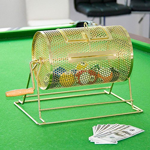 Yaheetech Brass Plated Casino Raffle Ticket Drum Lottery Spinning