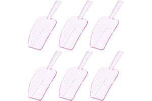 Hmxpls Ice Scoop for Freezer, Clear Pink Plastic Candy Buffet Scoopers, Acrylic Multi-purpose Kitchen Scoop for Party Wedding Popcorn Cookie Dry Goods, 6 Pack 7.5 In