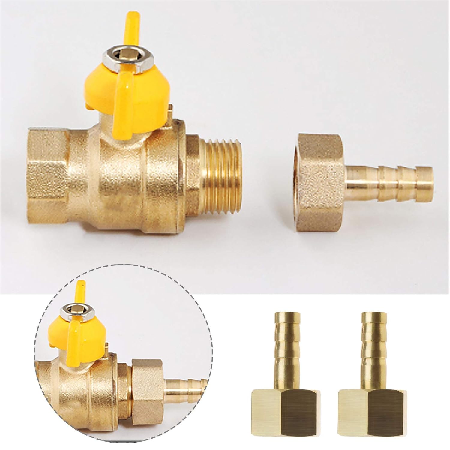 YINETTECH 2 Pcs 6mm to 1/4 Inch BSP Female Thread Barb Brass Fitting Connectors Hose Barbed Joint Adapter Coupler For Fuel Air Gas Water Oil - Image 3