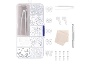 Eyeglass Repair Kit, 35 Pairs Air Chamber Eyeglass Nose Pads, Soft Anti-Slip Silicone Nose Pads, with Screws, Screwdrivers, T