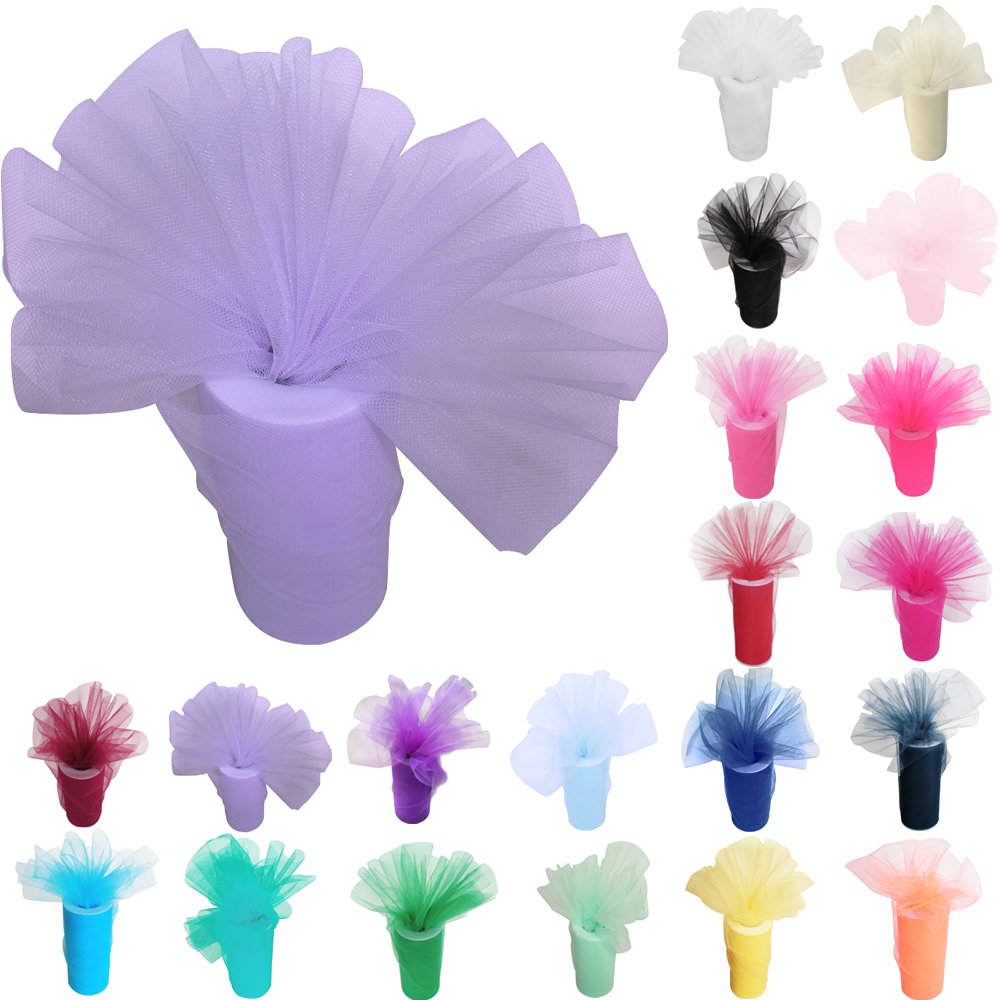 Time to Sparkle 6 Inchs x 25yards/75FT Tulle Roll Spool Tutu Party Birthday Wraping Crafts Bridal Bow Skirt Wedding Decor, Lavender — image 1