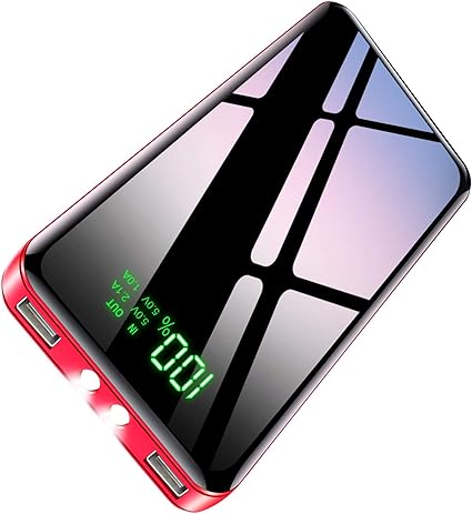 Amazon 年最新型 Pse認証済 モバイルバッテリー 大容量 mah パススルー機能搭載 急速携帯充電器 Ledライト機能 2usbポート 最大2 1a出力 二台同時充電 Lcd残量表示 スマホ充電器 旅行 出張 緊急用 防災グッズ Iphone Ipad Android各種他対応 レッド