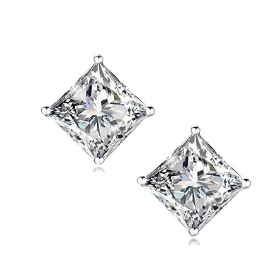 Blue Hypoallergenic Mens Black Square Earring Studs Silver