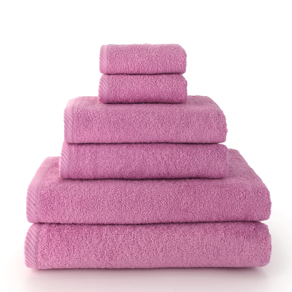 Top Towel Combo Large Bath Towels Bathroom Towels 2 Face or Bidet Towels + 2 Hand or Sink Towels + 2 Bath Towels 100% Cotton Mauve