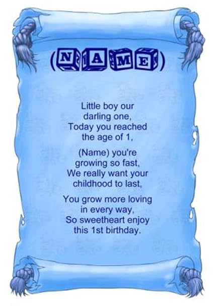 Personalised Poem Baby Boy First Birthday Gift Print Amazon Co Uk