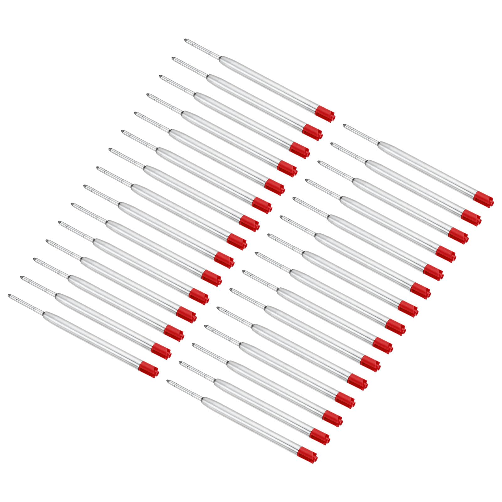PATIKIL 1mm Pen Ink Refills, 30 Pcs Ballpoint Refill Medium Point Metal Compatible Replaceable Replacement for Retractable Pen Writing Office, Red