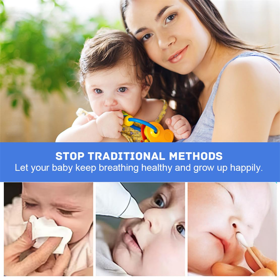 YJWZWE Nasal Irrigator for Baby Portable Infant Nose Cleaner Rinsing Device with Cleanable Reusable Silicone Nasal Suction Tips Nasal Hygiene 2Pcs