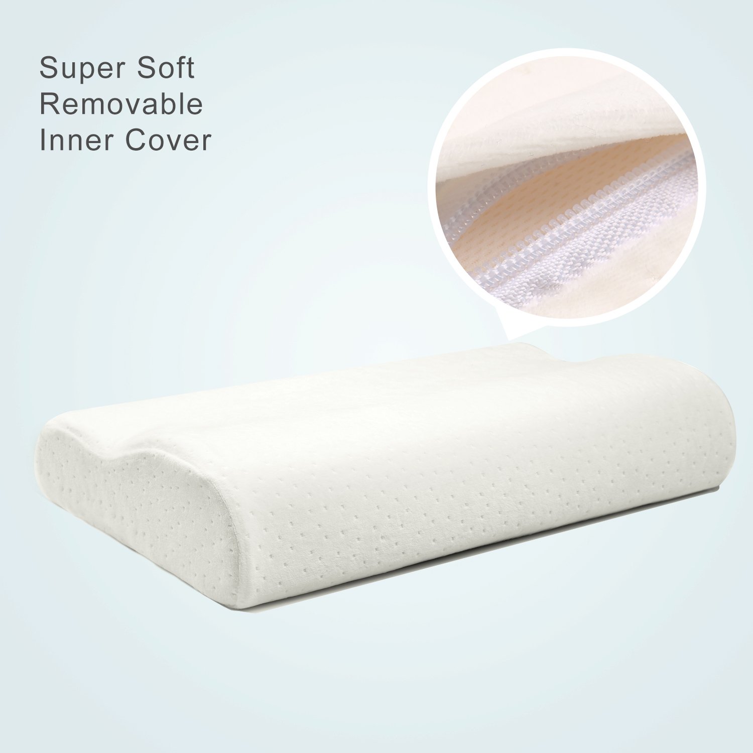 ZQ Memory Foam Therapeutic Design Cervical Bed Pillow Contour Pillow for Back and Side Sleepers (Standard)(White Memory Foam Bed Pillow)