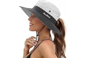 JJYEE Sun Hats for Women Beach Hat Ponytail Hat Womens Sun Hat with UV Protection Wide Brim