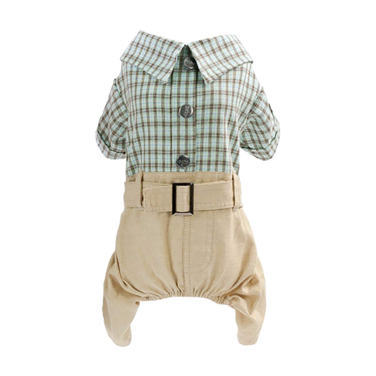 Izefia Dog Shirt Clothes Plaid Shirt 4 Legs Casual Shirt Jumpsiut Cool Summer Spring Autumn Tank Top Vest for Small Dog Puppy Cat (Green, XXL)