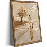 Framed Jesus and Lamb Canvas Wall Art, Christian Jesus Leaves the 99 Sheep Wall Decor Paintings, Bible Good Shepherd Pictures Prints Religious Home Decor for Prayer Room Bedroom Church 12x16 inch