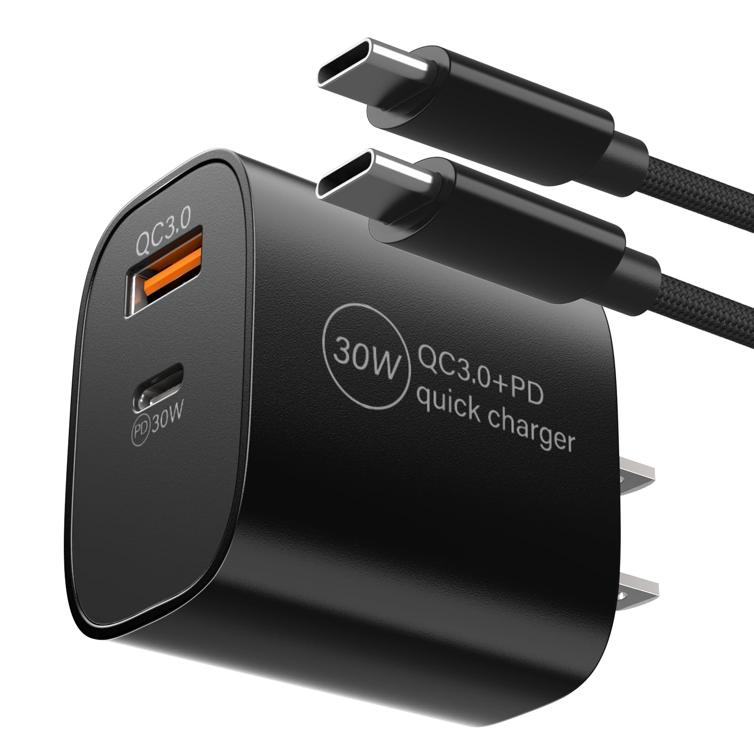 PD 30W Fast Charger Compatible with Meta Quest 3 3S VR Headset, Dual Port USB Wall Charger + Type C Power Cord for Oculus Quest 2 Headset Accessories, 6.6Ft C to C Charging Cable Black