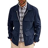 Runcati Mens Safari Jacket Military Full Zip Cargo Jacket Windproof Multi Pocket Outdoor Field Coat