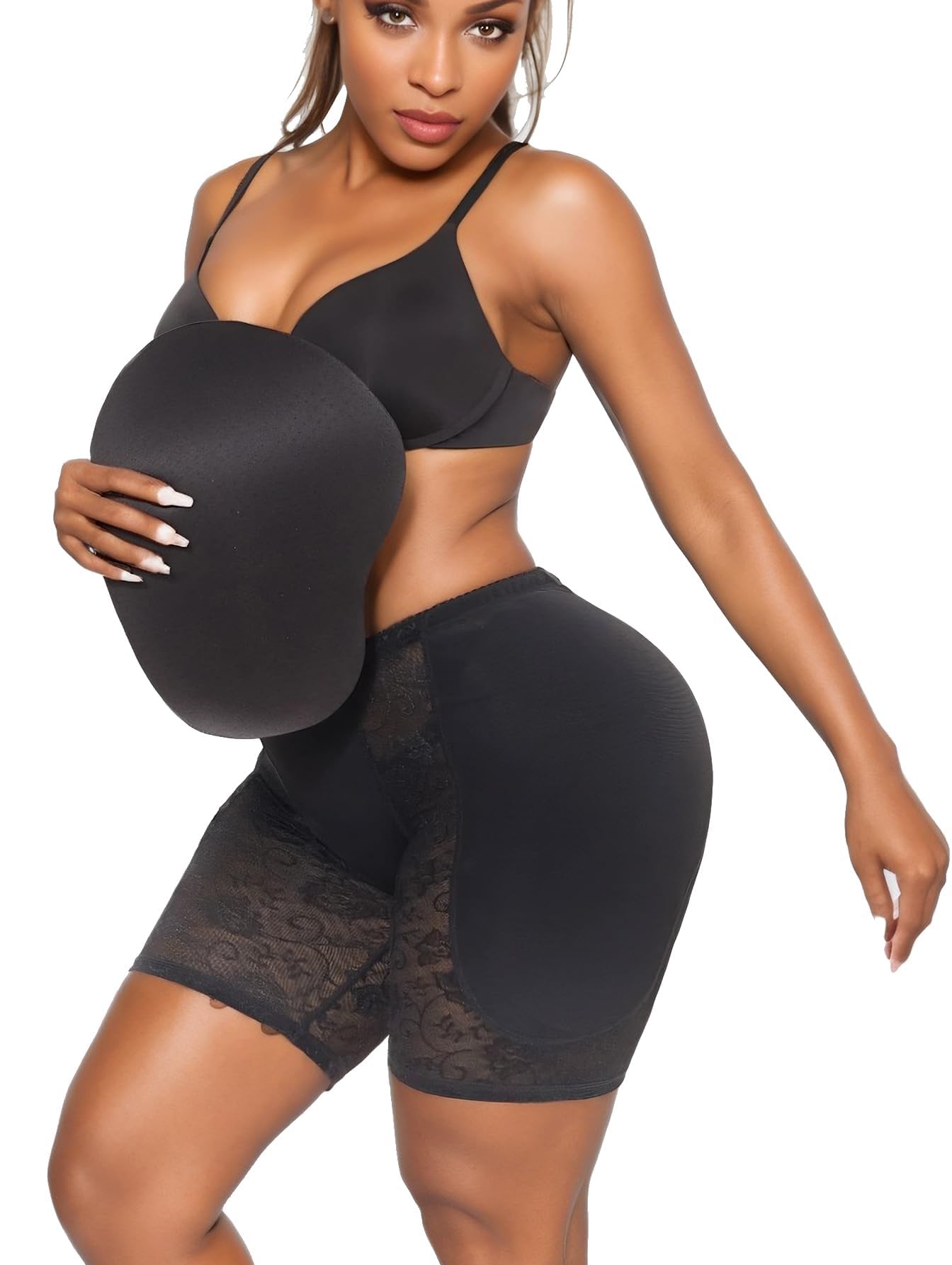 Photo 1 of Clevvets Hip Enhancer Shapewear for Women Hip Dip Pads Bodyshaper Control Panty Slimming Boyshorts Black