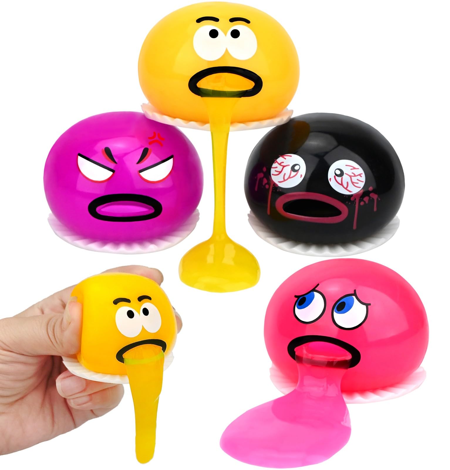Photo 1 of 4 Pack Puking Sucking Fidget Toy Slime Ball, Vomiting Stress Balls Sensory Squeeze Toys, Cute and Gross Prank Toy, Novelty Gag Gift for Kids Adults