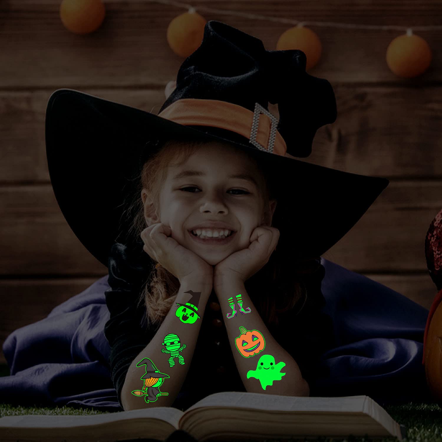 Partywind 125 Styles Glow Halloween Birthday Party Decorations Temporary Tattoos for Kids, Luminous Halloween Party Supplies Favors, Halloween Goodie Bag Fillers Games for Kids Party