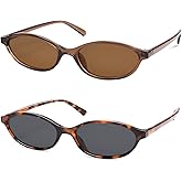 HERJOUR Retro Oval Cat Eye Sunglasses for Women Y2k Trendy Narrow Sunnies Designer Sun Glasses AR82253