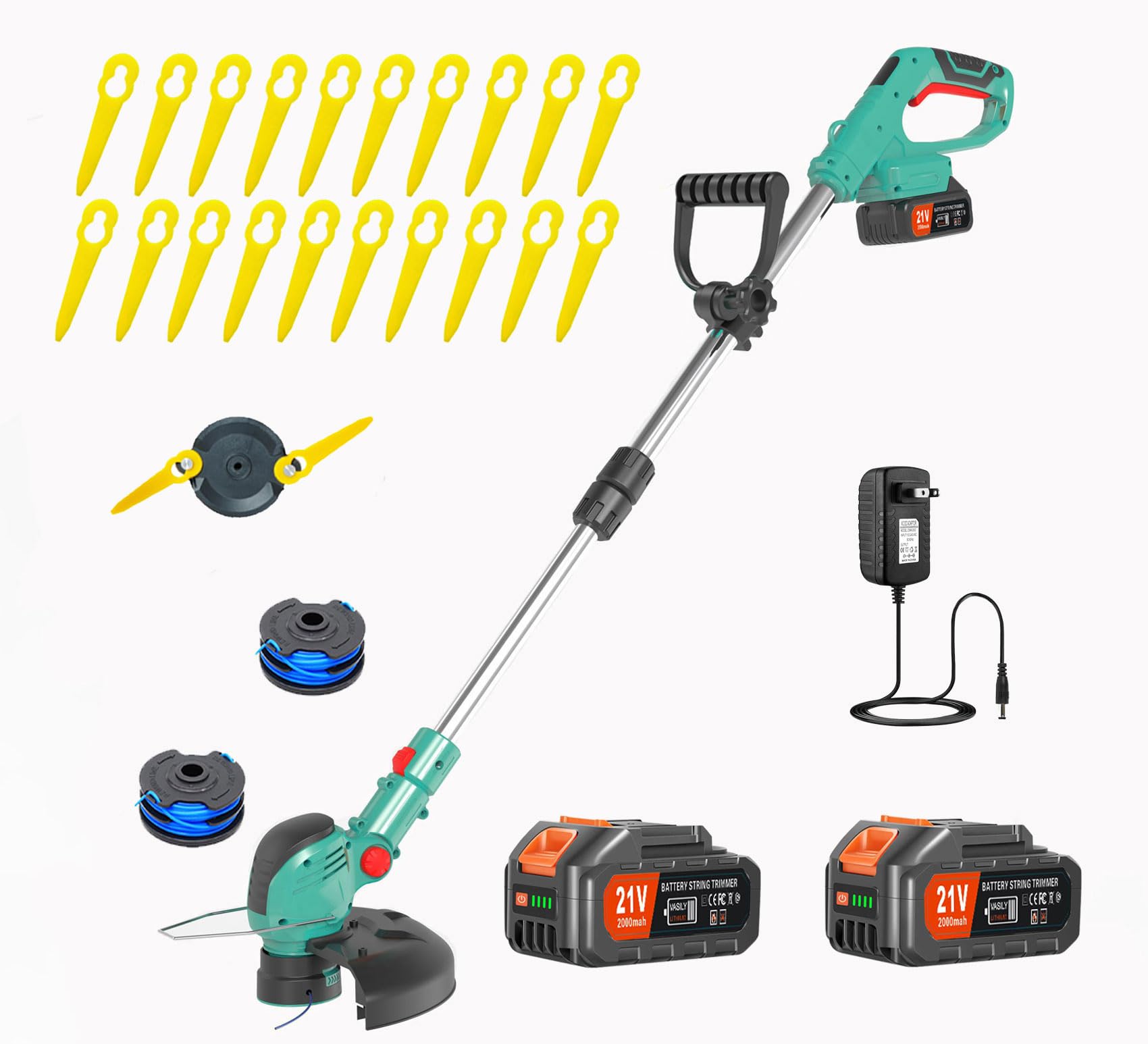 Photo 1 of Wacker Cordless,21V Electric Weed Cordless Eater Battery Powered with 2 x 4.0Ah Batteries, Edgers for landscaping/Electric Grass Trimmer/Garden Tools, Adjustable Control Lever