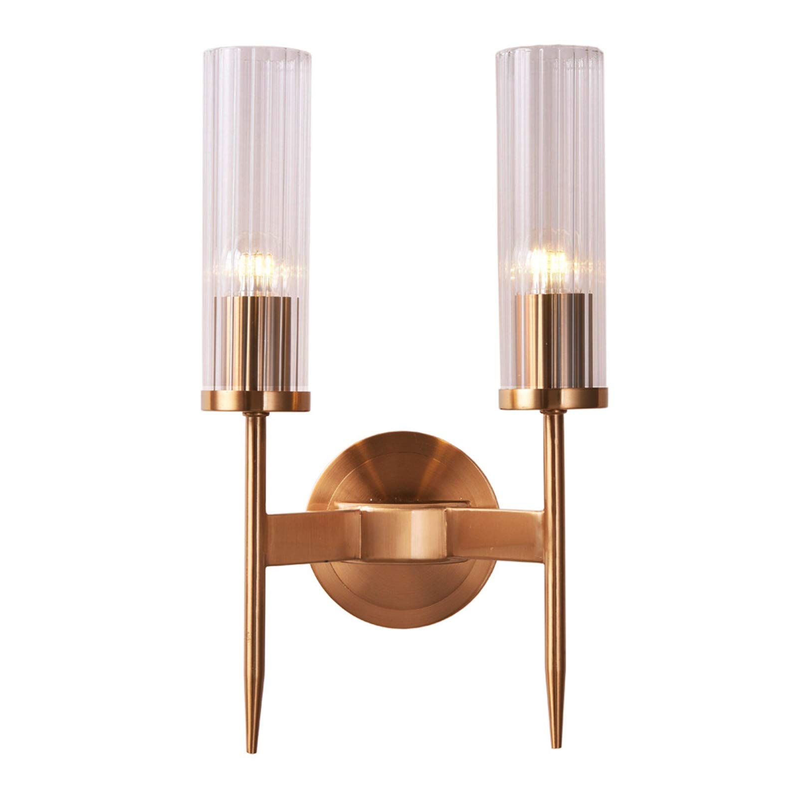 HJXDtech Modern Fashion Glass Sconce Wall Lamp Nordic Minimalism Translucent Crystal Cover Brass Bracket Wall Light for Bedside Living Room Aisle (2 Holder)