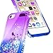 iPod Touch 7 Case, iPod Touch 5/6 Case with Premium HD Screen Protector for Girls, NageBee Glitter Sparkle Liquid Floating Durable Clear Cute Case for iPod Touch 7th/6th/5th Generation -Purple/Blue