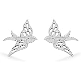 Boma Jewelry Sterling Silver Flying Bird Stud Earrings