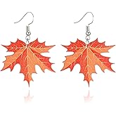 coadipress Cute Thanksgiving Turkey Pumpkin Maple Leaf Dangle Earrings for Women Lightweight Holiday Dangle Earrings Thanksgiving Fall Wooden Earrings