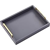 40cm x30cm Serving Trays with Handles, Grey Decorative Serving Tray, Ottoman Trays, Living Room, Bathroom, and Outdoors Decorative Trays (Charcoal)