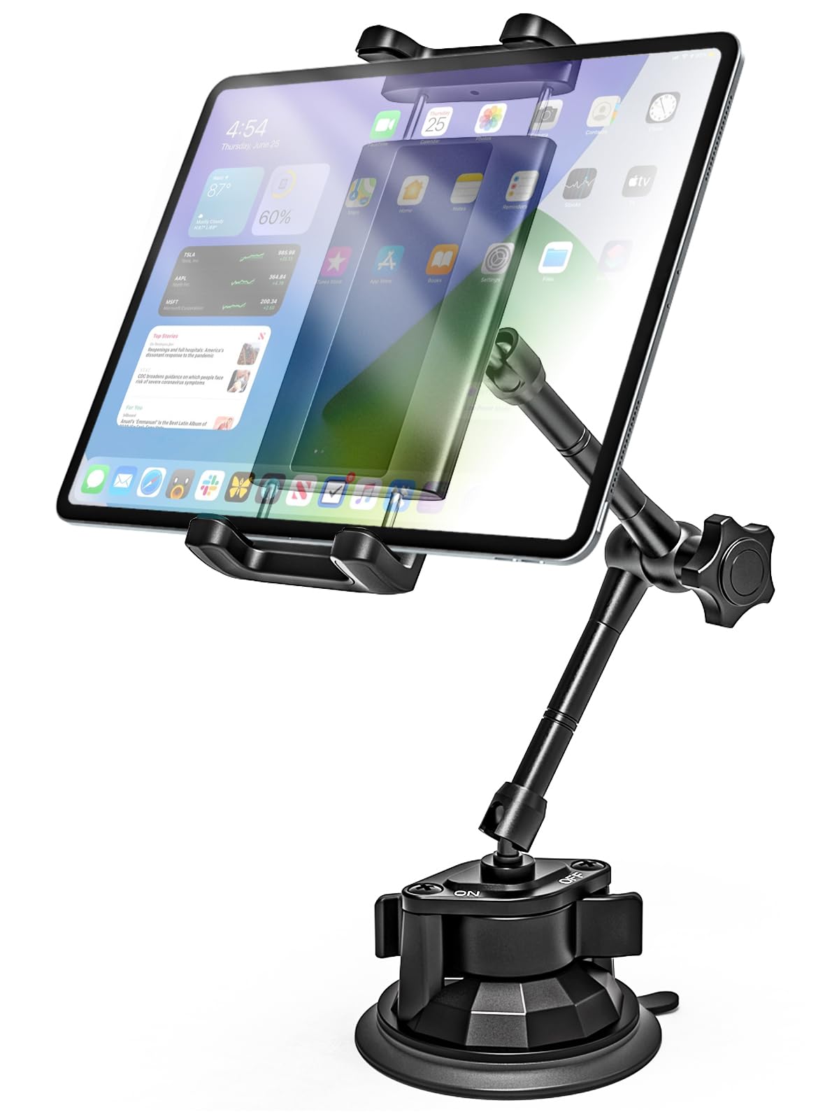 Photo 1 of Kolasels Tablet Holder Mount for Car - Anti-Shake Dashboard Windshield Sunroof Stand for Truck/Car/Pickup/Van, Heavy Duty Metal Tablet Mount for 4-12.9" iPad Pro Air Mini, Z Fold, iPhone