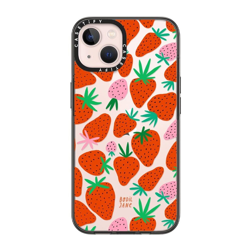 CASETiFY Compact iPhone 13 Case [2X Military Grade Drop Tested / 4ft Drop Protection] - STRAWBERRIES - Clear Black — image 1