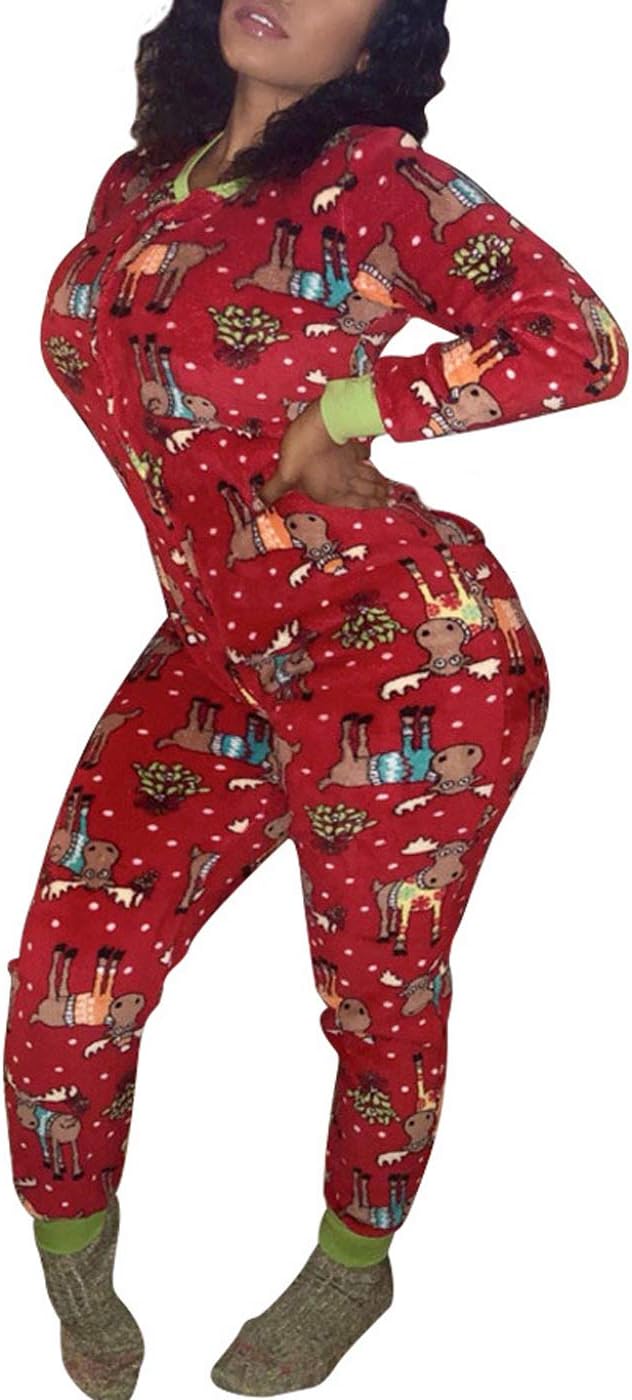 Women's Family Ugly One Piece Christmas Pajamas, Adult Funny Print