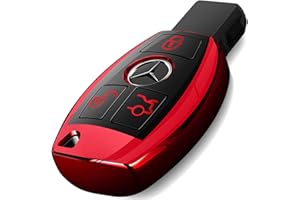 Intermerge for Mercedes Benz Key Fob Cover, Premium Soft TPU Key Case Cover Compatible with Mercedes Benz C E S M CLS CLK G Class Keyless Smart Key Fob_Red