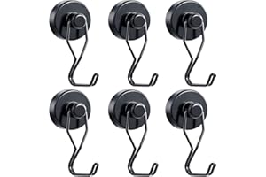Tohoer Magnetic Hooks, 100 lb Heavy Duty Neodymium Magnet Hook with Rust Proof for Indoor Outdoor Hanging,Refrigerator,Grill,Kitchen,Key Holder,(Black, 100lbs)