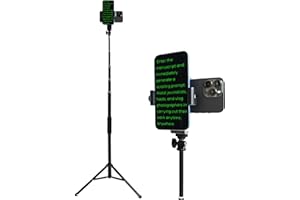 PAIPAIGO Phone Tripod of 67" Floor-Standing, Double Phone Holder for Video Recording & Teleprompter,The Split Design Allows for Easy Storage and Transport, Teleprompter iPhone & Android