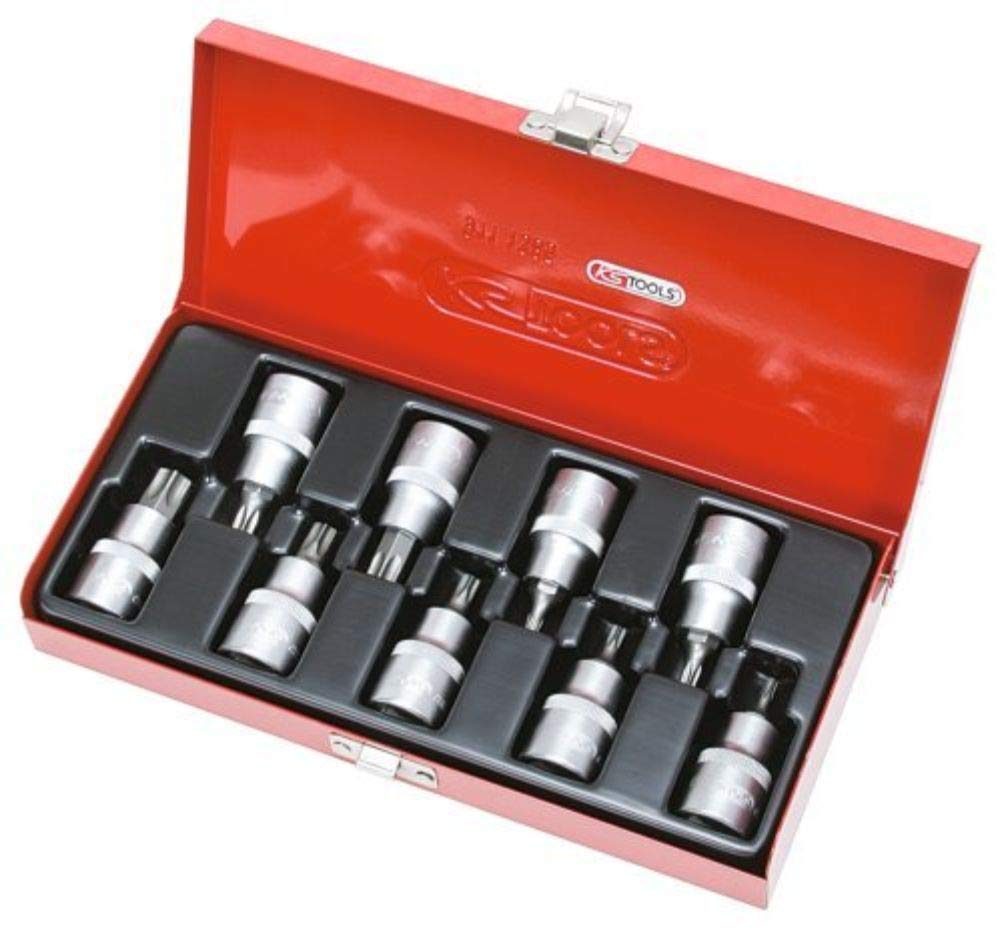 KS Tools 922.1802 Set of 9 Torx Screwdriver Sockets 1/2 Inch Drive T20–T60