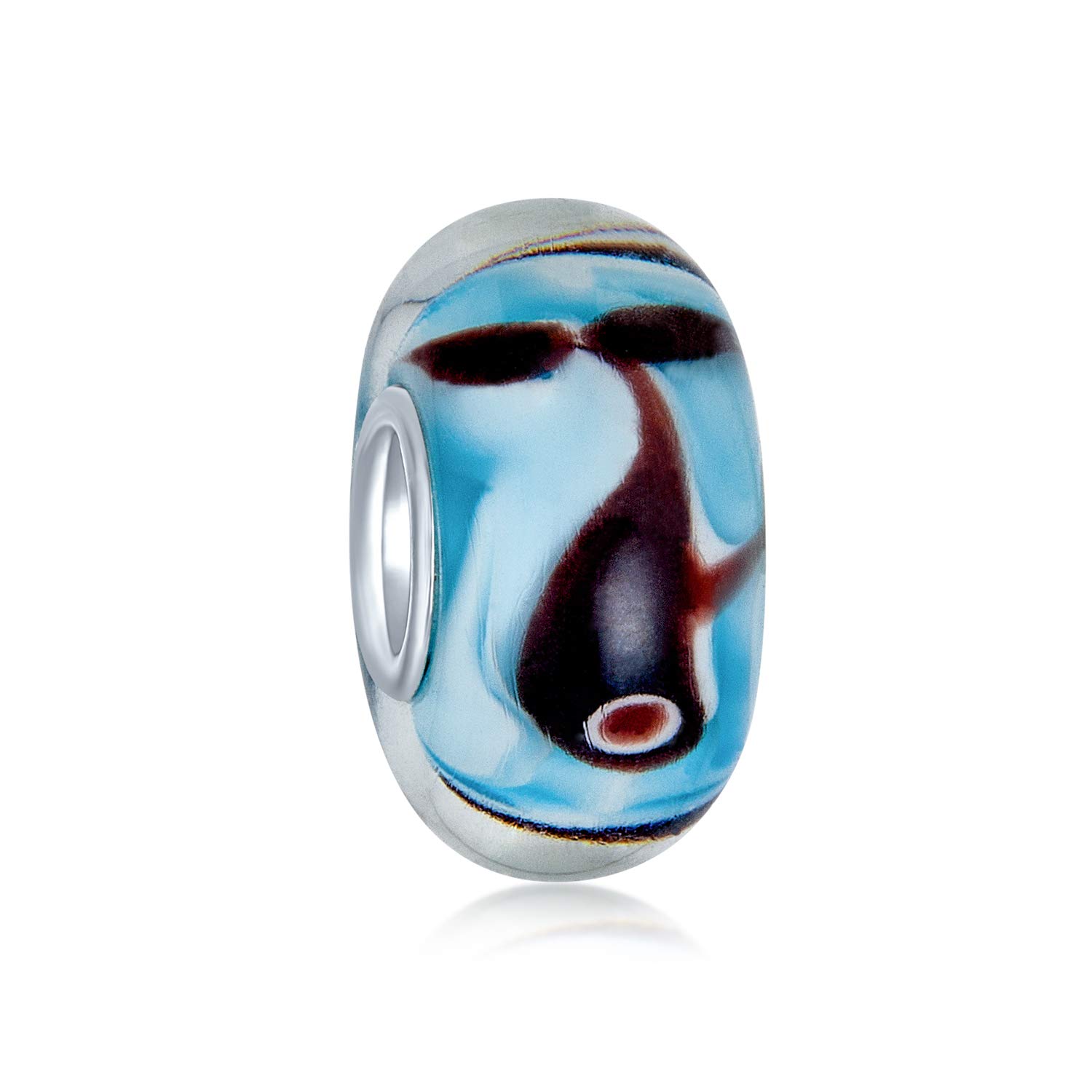 Bling Jewelry Nautical Whale Ocean Murano Glass .925 Sterling Silver Core Spacer Bead Fits European Charm Bracelet For Women For Teen
