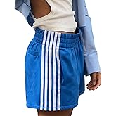 NUFIWI Women Striped Athletic Shorts Elastic Waist Wide Leg Track Shorts Casual Loose Workout Running Sweat Shorts